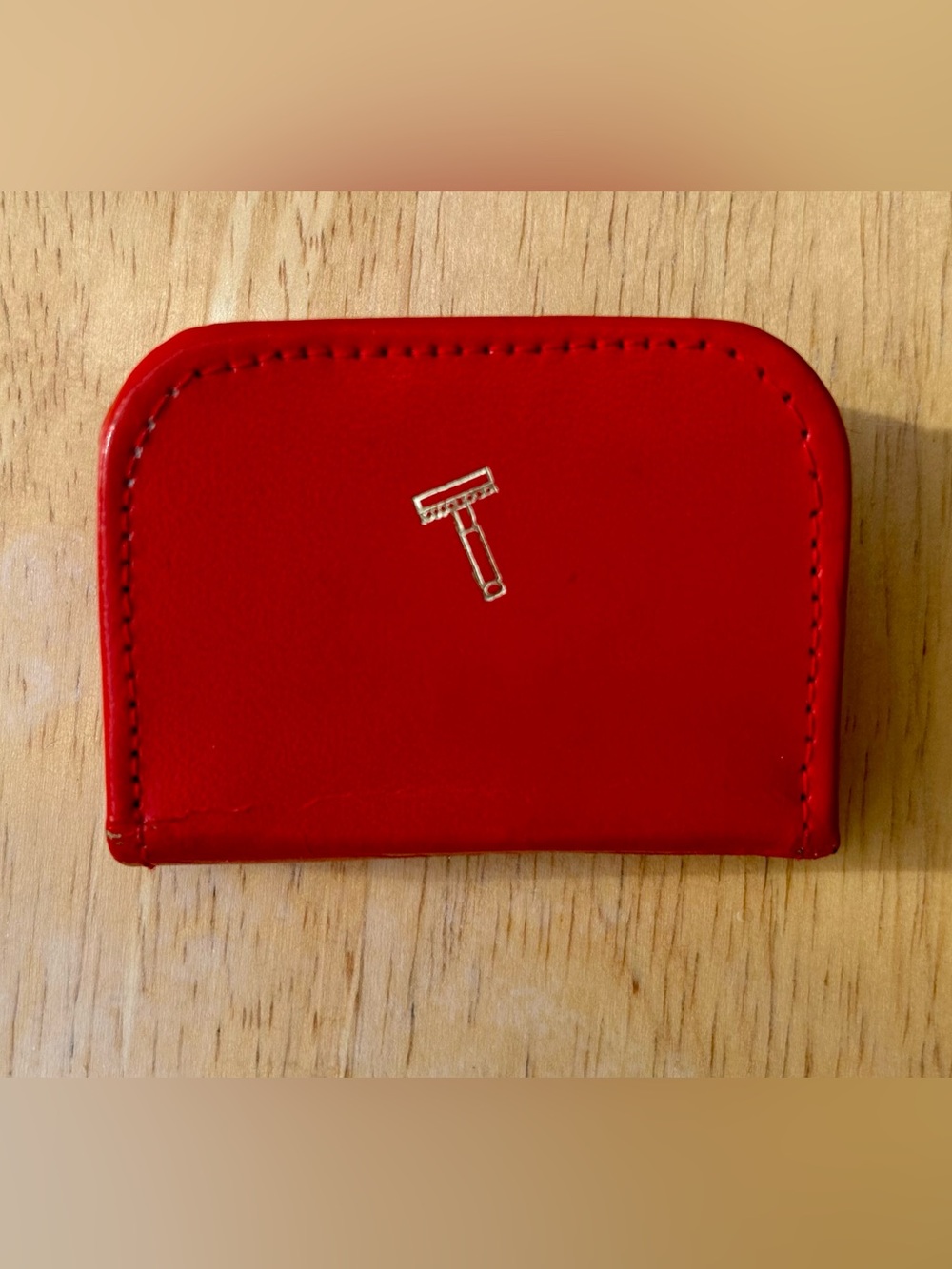 Vintage red Gillette travel safety razor kit